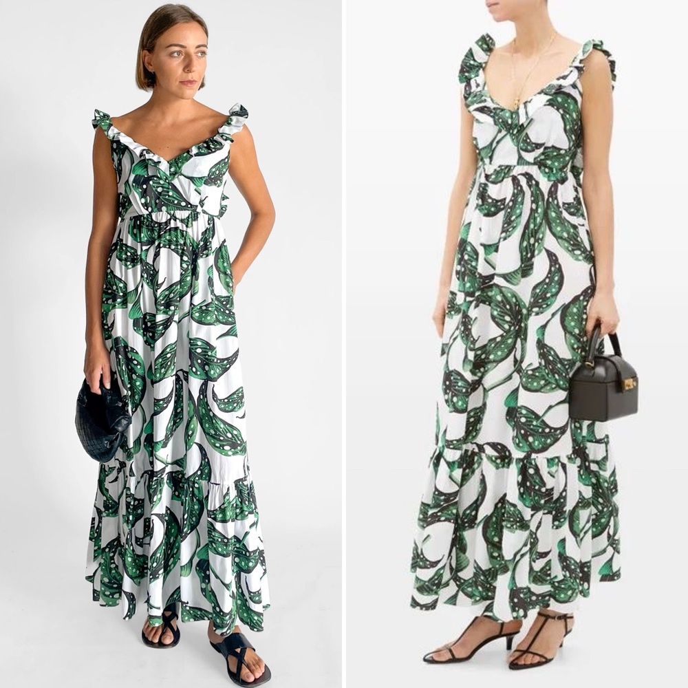 Borgo De Nor Liya Leaf Print Flared Dress Size 8 US (12 UK) - Picture 4 of 12